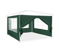 Relaxdays Set de 4 laterales para carpa verdes blanco,verde oscuro,transparente