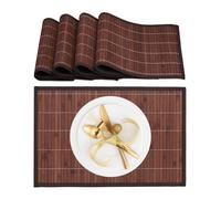 Relaxdays Set de 4 manteles individuales de bambú marrón,negro