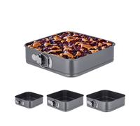 Relaxdays Set de 4 moldes cuadrados antracita,plata