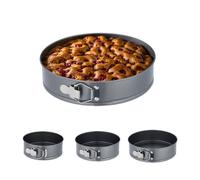 Relaxdays Set 4 Moldes Bizcocho, Redondos, 18/20/22/24 cm Ø, Acero Inoxidable, Bizcocheras Antiadherentes, Antracita