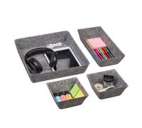 Relaxdays Set de 4 organizadores para cajones fieltro gris