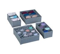 Relaxdays Set de 4 organizadores para cajones gris