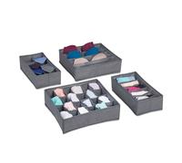Relaxdays Set de 4 organizadores ropa interior antracita