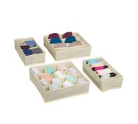 Relaxdays Set de 4 organizadores ropa interior beige