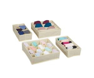 Relaxdays Set de 4 organizadores ropa interior beige