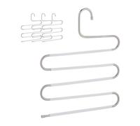 Relaxdays Set de 4 perchas múltiples en blanco blanco,plata