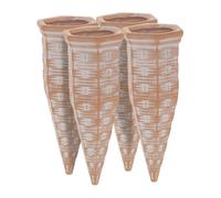 Relaxdays Juego 4 Pico Riego Automático, Cono Regar Planta Interior, Regador Arcilla para Botella, 13,5x5,5cm, Terracota