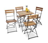 Relaxdays Set de 4 sillas de jardín madera natural marrón claro,negro