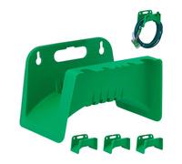Relaxdays Soportes Pared, Set de 4 Uds, para Mangueras de 10 m 5/8", Portamangueras Jardín, Plástico, Verde, 14,5 x 23,5 x 16 cm