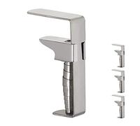Relaxdays Set de 4 Sujeta Manteles, Pinzas Sujetamanteles, Mesas hasta 4,2 cm de Grosor, Acero Inoxidable, Plateado