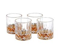 Relaxdays Set de 4 vasos de whisky, 200 ml, Vidrio, Diseño elegante, Transparente