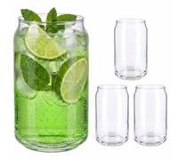 Relaxdays Set de 4 vasos longdrink forma lata transparente