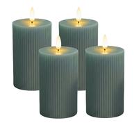 Relaxdays Set de 4 velas LED verde oscuro