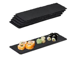 Relaxdays Set de 48 bandejas de pizarra 30x10 cm antracita