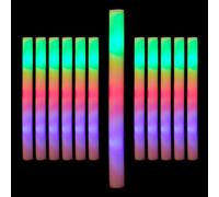 Relaxdays Set de 48 Palos Led, Barra Luz Varita Luminosa, 3 Modos, A Pilas, Gomaespuma, 1 Ud., 47,5 x 4 cm, Blanco