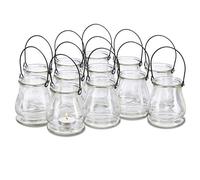 Relaxdays Set de 48 Portavelas con Asa Decorativos para Interior y Exterior, Cristal, Transparente, 10 cm de Alto