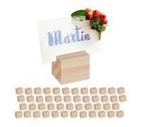 Relaxdays Set de 48 Soportes para Fotos, Porta Tarjetas, Menús, Postales, para Bodas, Fiestas, Madera, Natural, 3 x 3.5 x 3 cm
