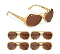 Relaxdays Set de 5 gafas de fiesta rapero oro,negro