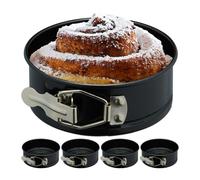 Relaxdays Set de 5 moldes pequeños para bizcochos negro,plata