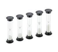 Relaxdays Set de 5 relojes de arena blanco,negro,transparente