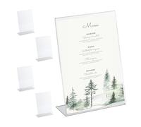 Relaxdays Set de 5 Soportes de Sobremesa, DIN A4, Folletos, Cartas de Menú y Fotos, Expositor de Acrílico, Transparente