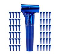 Relaxdays Set de 50 Matasuegras Fiestas, Cumpleaños, Nochevieja, Silbatos, Cotillón, Relleno Piñata, Azul