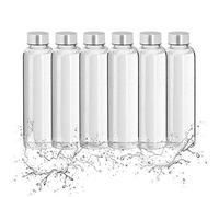 Relaxdays Set de 6 Botellas Agua con Funda, Aptas para Lavavajillas, Vidrio de Borosilicato, 500 ml, Transparente-Negro