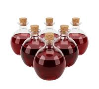 Relaxdays Set de 6 botellas de cristal con corcho marrón claro,transparente