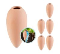 Relaxdays Conos de Riego, Set de 6, 170 ml, Autorriego Plantas Interior y Jardineras Balcón, Globos Regado, Terracota