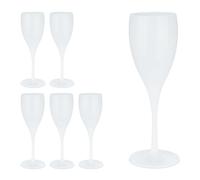 Relaxdays Copas Cava Plástico, Set de 6, Irrompibles y Libres de BPA, 140 ml, Reutilizables, Vasos Camping, Blanco