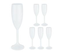 Relaxdays Copas Cava Plástico, Set de 6, Irrompibles y Libres de BPA, 160 ml, Reutilizables, Vasos Champán, Blanco
