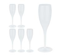 Relaxdays Copas Cava Plástico, Set de 6, Irrompibles y Libres de BPA, 100 ml, Reutilizables, Vasos Camping, Blanco