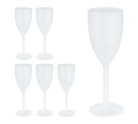 Relaxdays Copas Vino Plástico, Set de 6, Irrompibles y Libres de BPA, 220 ml, Reutilizables, Vasos Camping, Blanco