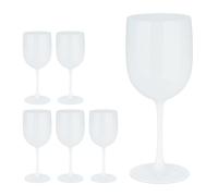 Relaxdays Copas Vino Plástico, Set de 6, Irrompibles, Libres de BPA, 400 ml, Reutilizables, Vasos Camping, Blanco
