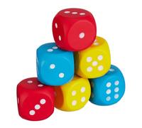 Relaxdays Set de 6 Dados Gigantes de Gomaespuma, 7,5 x 7,5 x 7,5 cm, Guardería, Escuela, Cubos Blandos, Multicolor