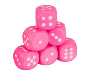 Relaxdays Set de 6 dados grandes de gomaespuma blanco,fucsia