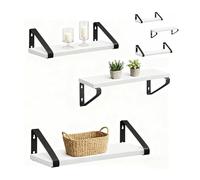 Relaxdays Set de 6 estanterías de Pared en Madera y Metal, 30/35/40 cm, Blanco, Ideales para Libros y decoración