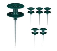 Relaxdays Set de 6 guías para mangueras de jardín verde oscuro,plata