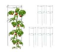 Relaxdays Set 6 Jaulas Tomates, Soporte Plantas Trepadoras, Tutores Enredadera Redondos, 76 x 26 cm, 2 Anillos, Verde