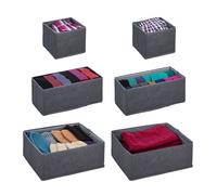 Relaxdays Set de 6 organizadores para cajones gris