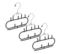 Relaxdays Set de 6 perchas para cinturón 5 ganchos negro,plata