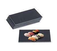 Relaxdays Set de 6 bandejas de pizarra para comida negro