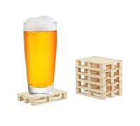Relaxdays Set de 6 Posavasos Palet, Posa Originales para Tazas, Copas y Vasos, Bar, Madera, 2 x 12 x 8 cm, Marrón