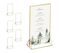 Relaxdays Set de 6 Soportes de Sobremesa, DIN A6, Boda, Cartas de Menú y Fotos, Expositor de Acrílico, Transparente/Oro