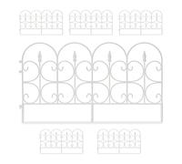 Relaxdays Set de 6 Vallas Decorativas para Jardín, Cercado para Huertos, Vallado Altura 30 cm, Largo 4 m, con Estacas, Blanco