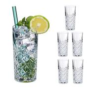 Relaxdays Set de 6 vasos para cubatas transparente