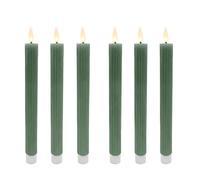 Relaxdays Set de 6 Velas LED Caqui, Llama Parpadeante, Cera auténtica, con Ranuras, 25 x 2 cm