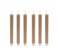 Relaxdays Set de 6 velas LED de cera marrón claro