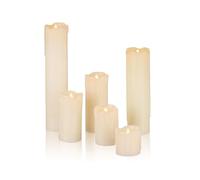 Relaxdays 6 Velas Led, Eléctricas, A Pilas, Navidad, Decoración, Luz Centelleante, Sin Llama, Cera, Ø 5 cm, Crema, auténtica, 1 Set