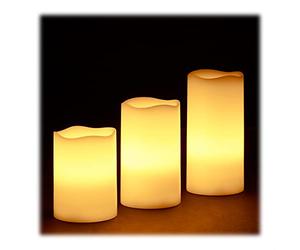 Relaxdays Set de 6 Velas Led, Eléctricas, A Pilas, Navidad, Luz Centelleante, Cera, Ø 7 cm, 3 Tamaños Diferentes, Crema